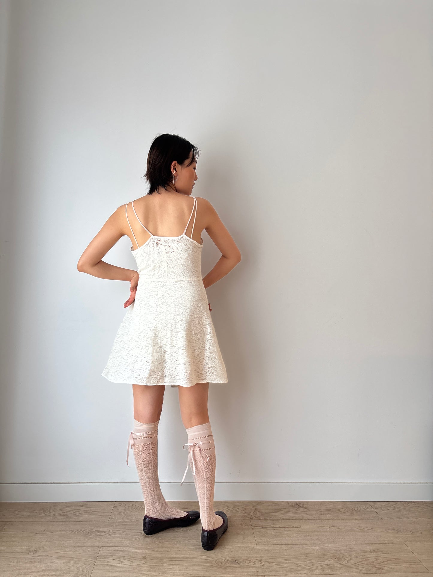 1930s Antique White Rich Lace Edwardian cotton Slip mini dress