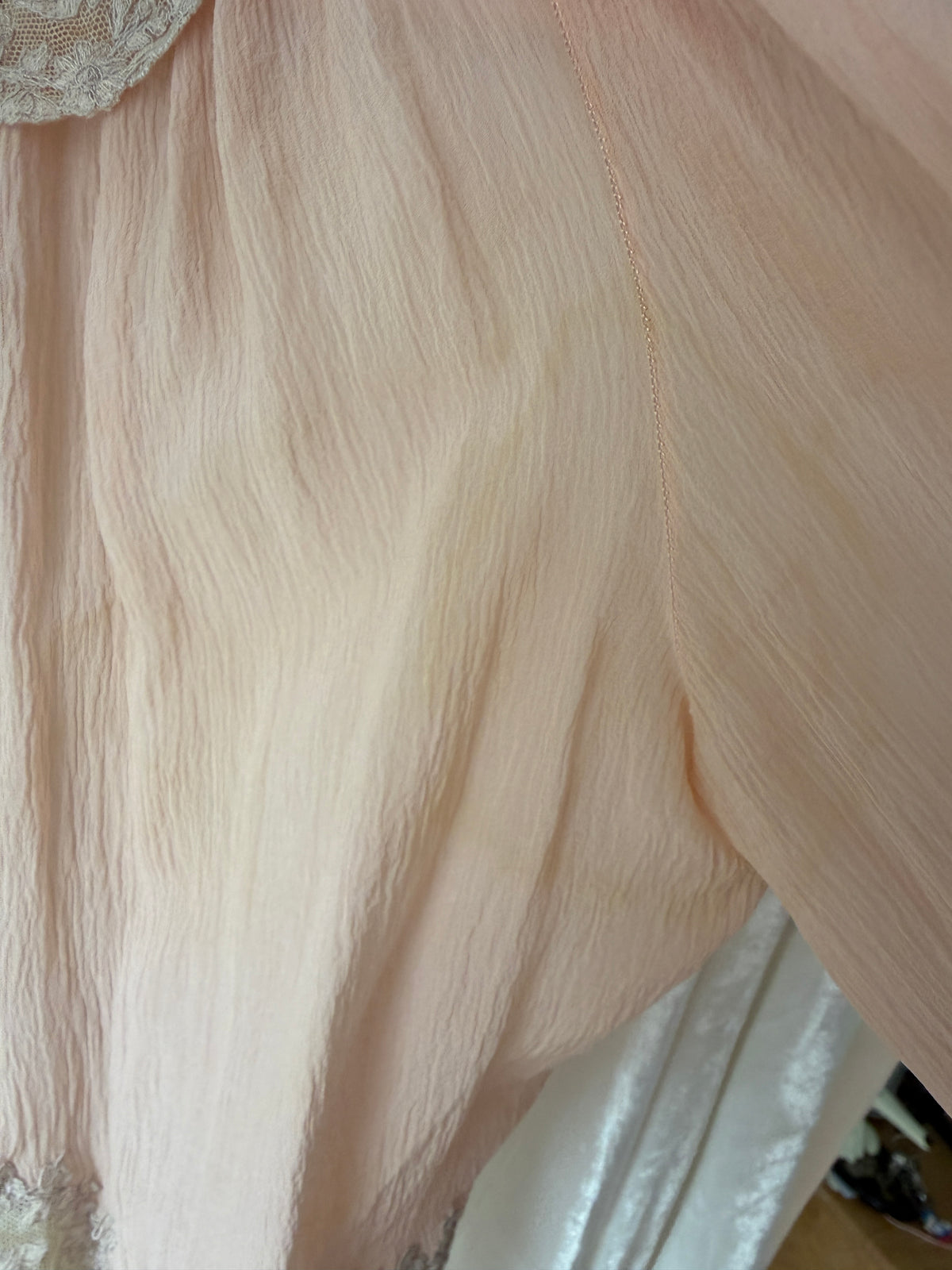 1930s Pale Pink Pure Silk Bolero | Antique 30s Lace Trimmed Jacket | Sheer Vintage Shrug