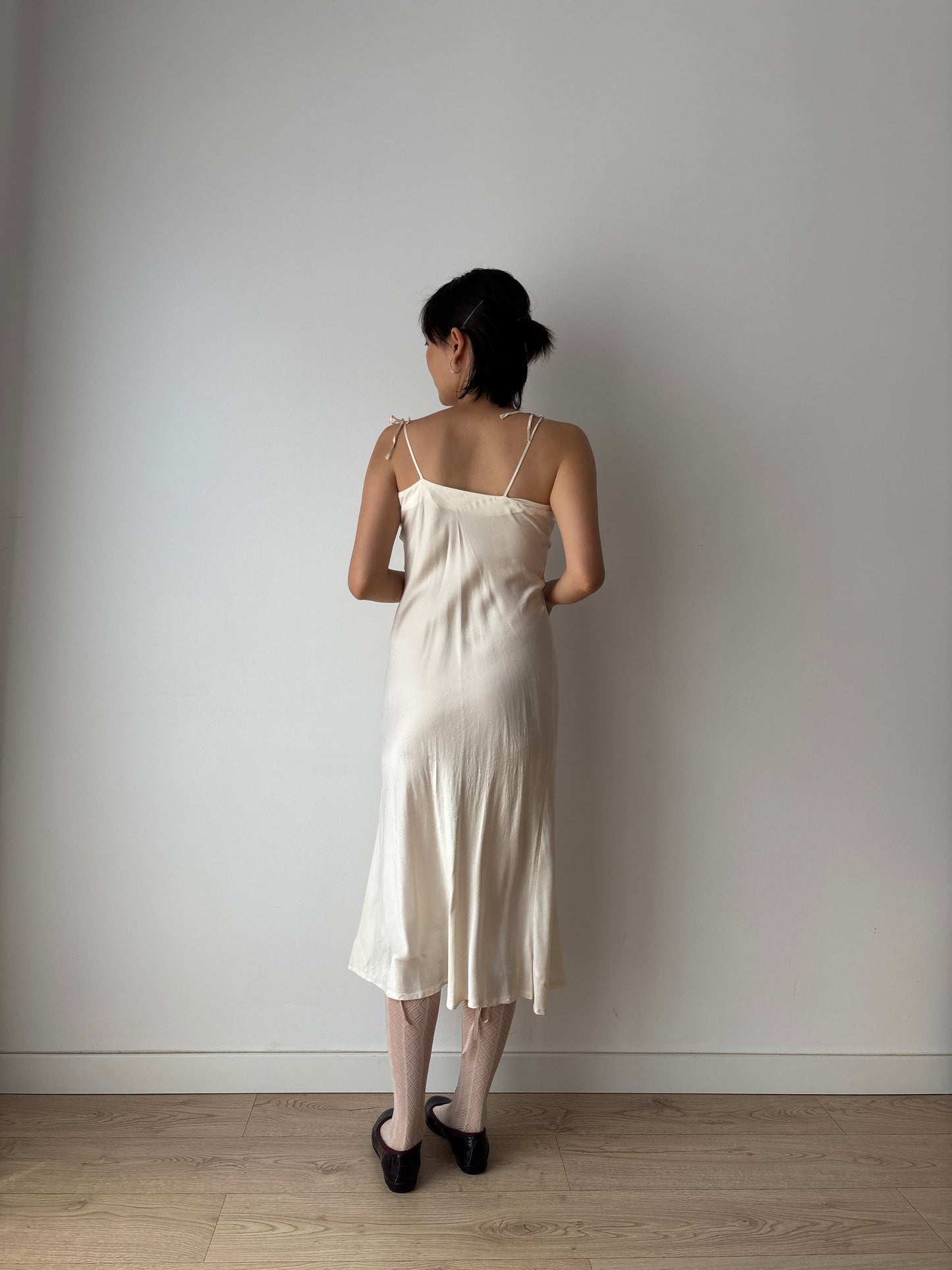 Vintage 90s Y2K liquid pure silk white bridal slip long maxi camisole dress