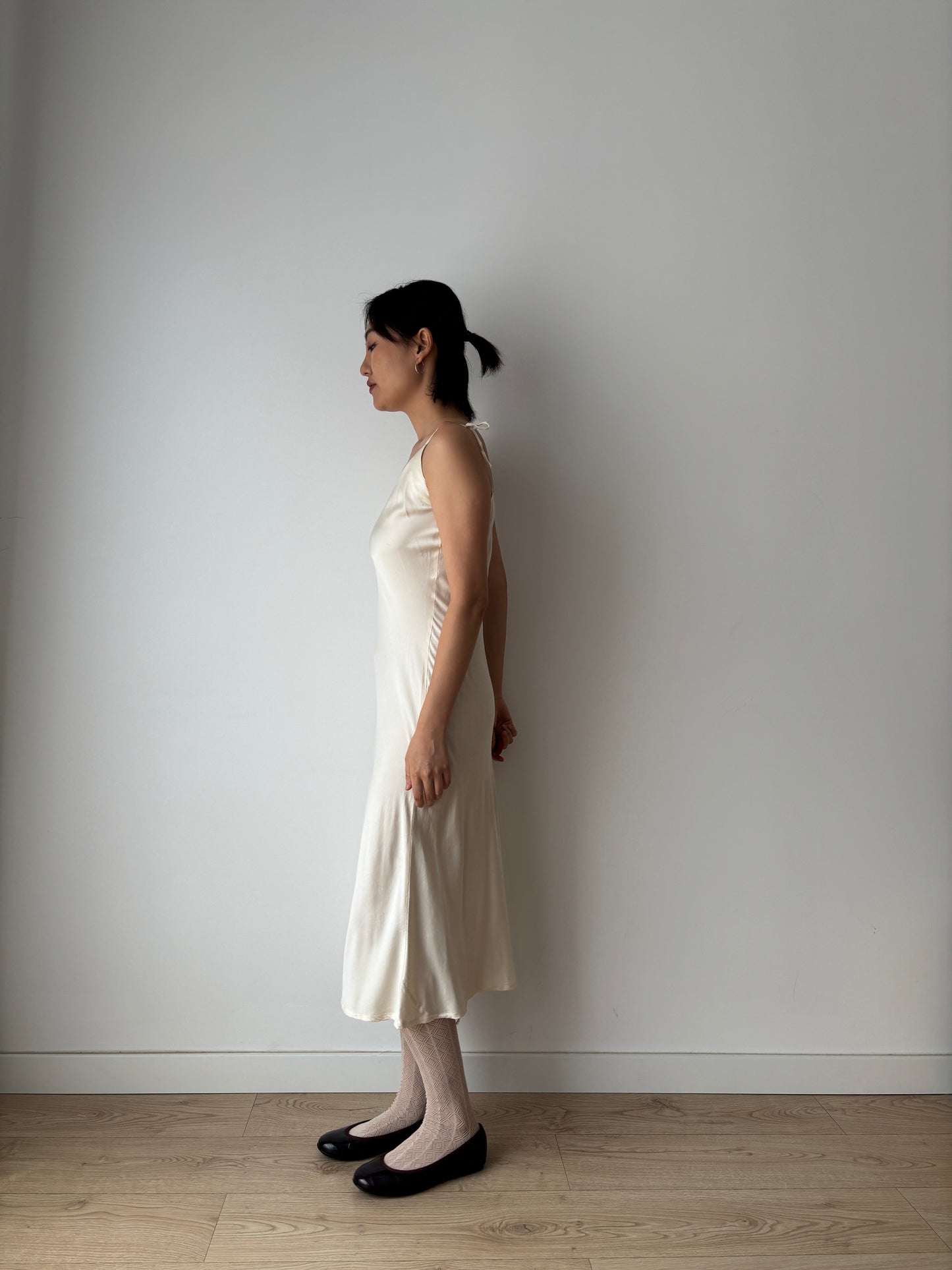Vintage 90s Y2K liquid pure silk white bridal slip long maxi camisole dress