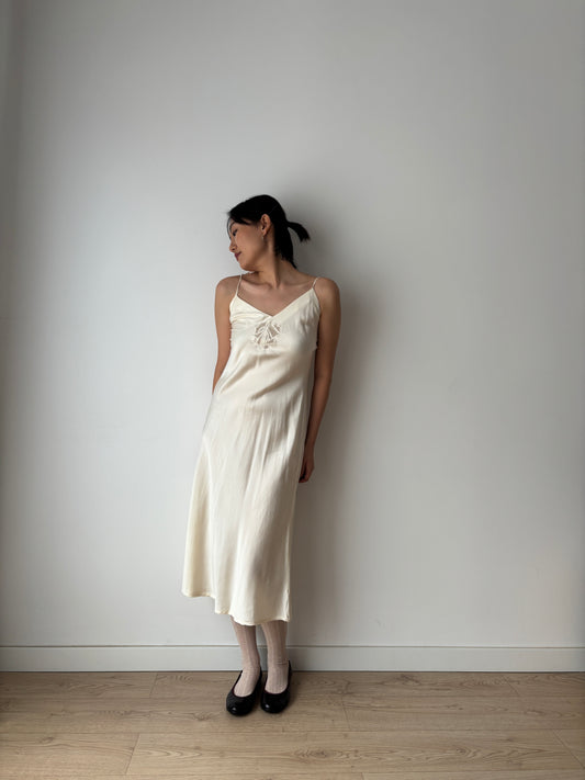 Vintage 90s Y2K liquid pure silk white bridal slip long maxi camisole dress