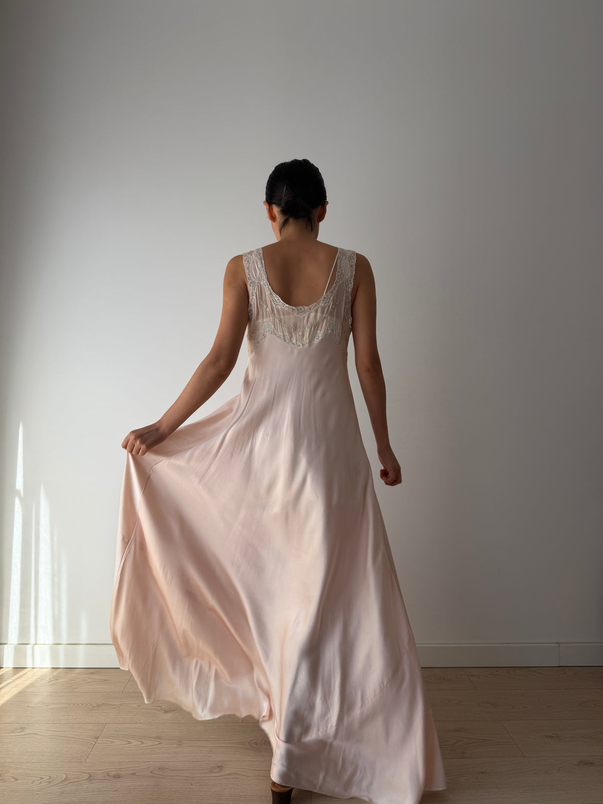 Vintage pure silk romantic nightgown