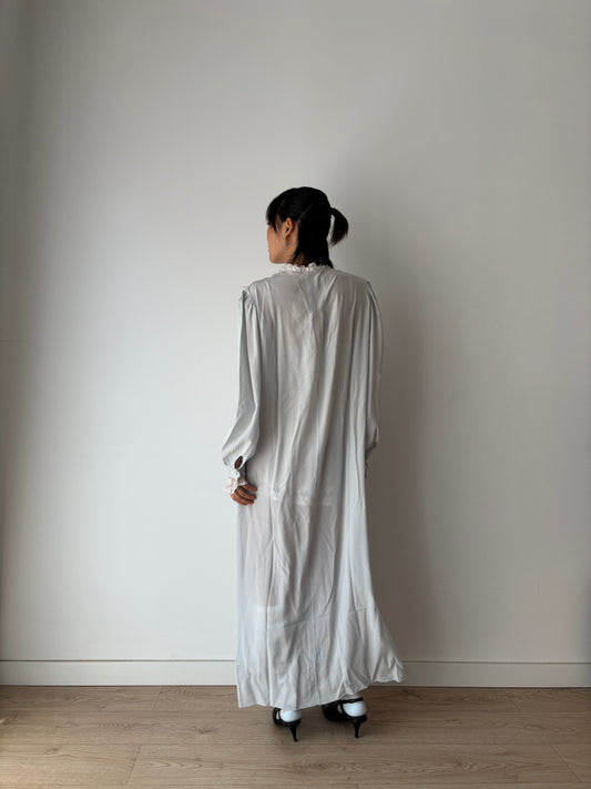 Vintage Romantic Blue liquid pure silk chiffon nightdress