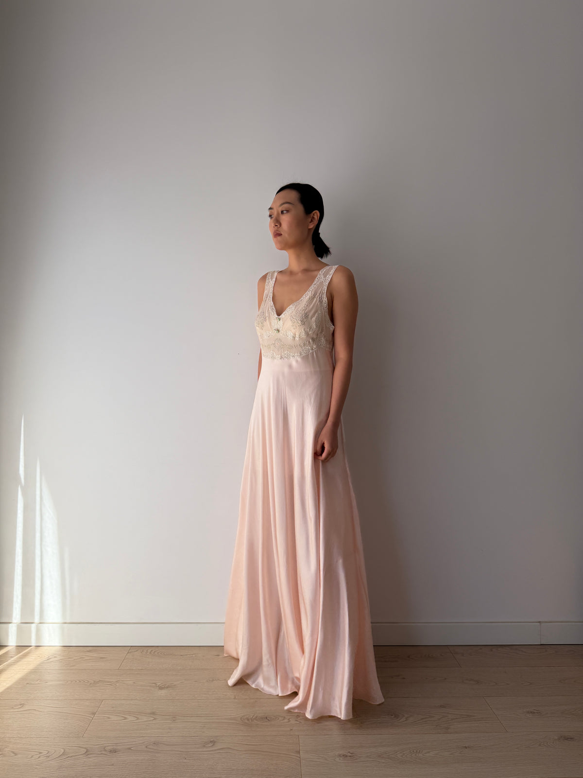 Vintage pure silk romantic nightgown