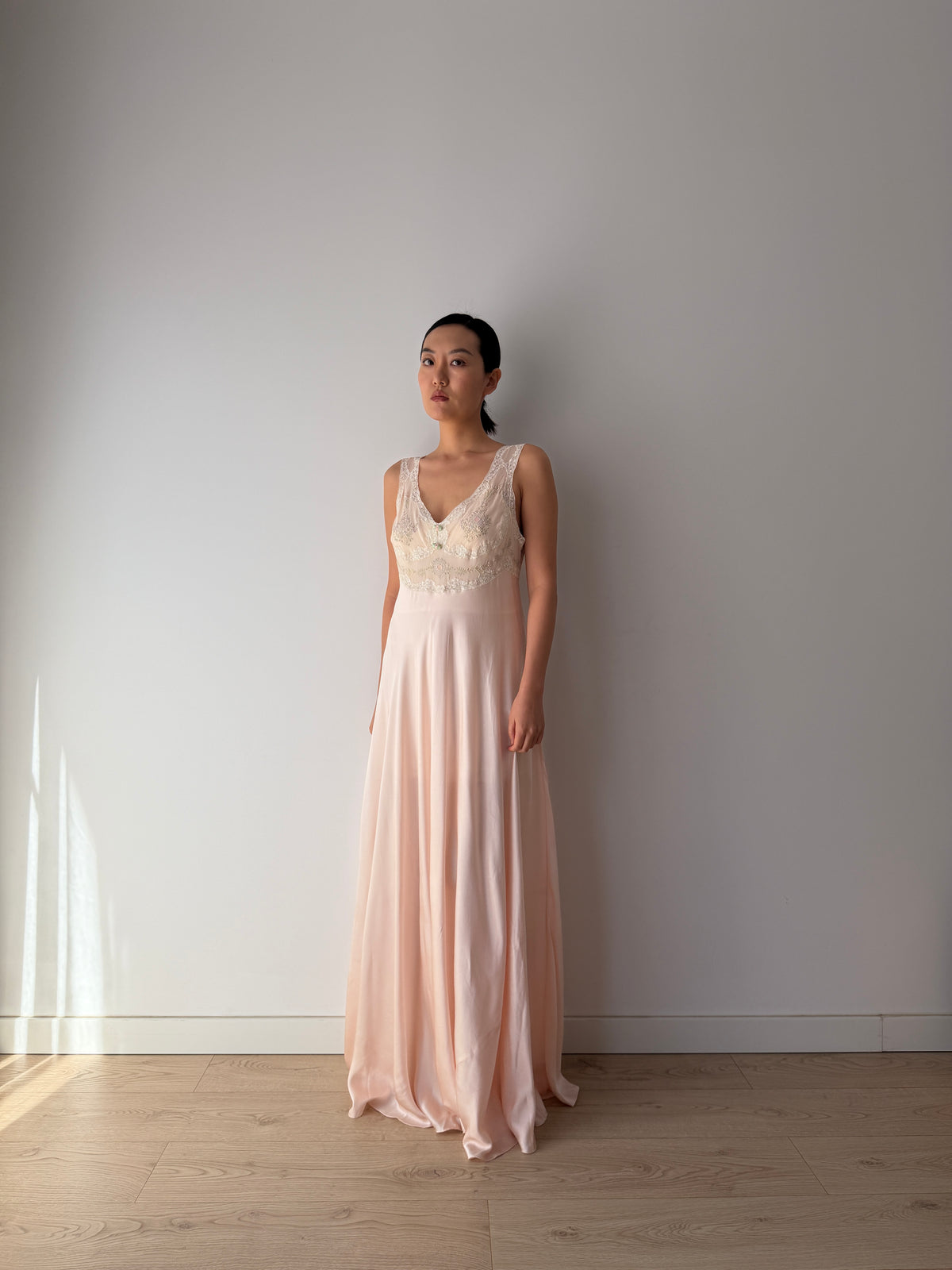 Vintage pure silk romantic nightgown
