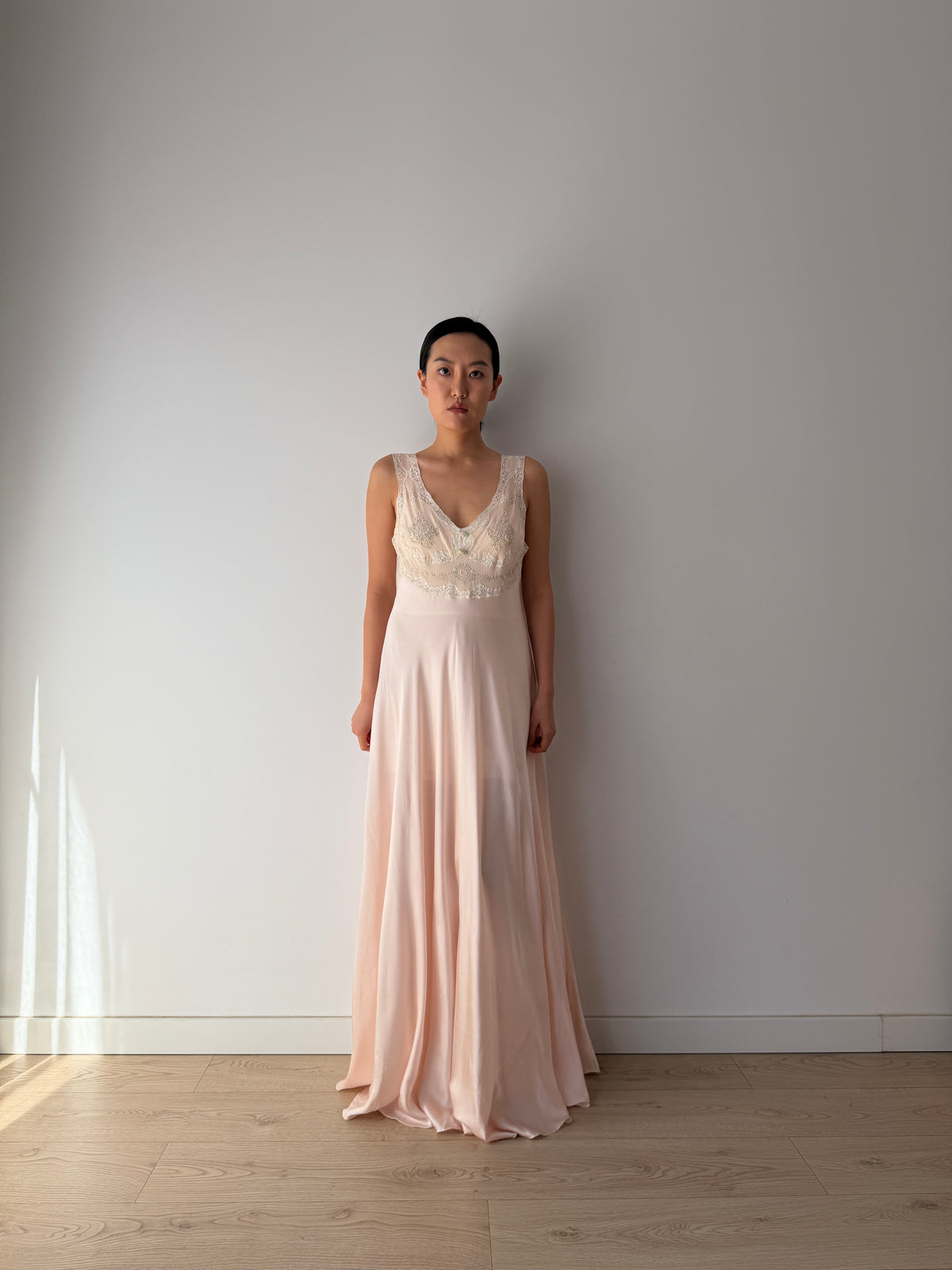 Vintage pure silk romantic nightgown