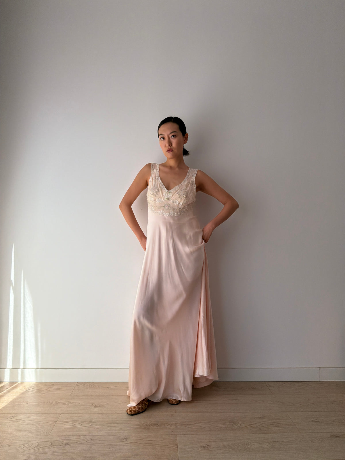 Vintage pure silk romantic nightgown
