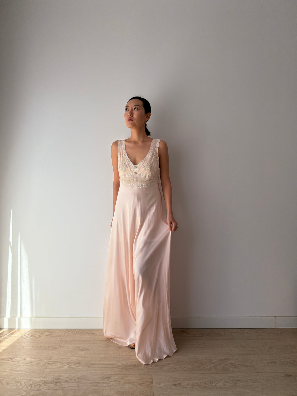 Vintage pure silk romantic nightgown