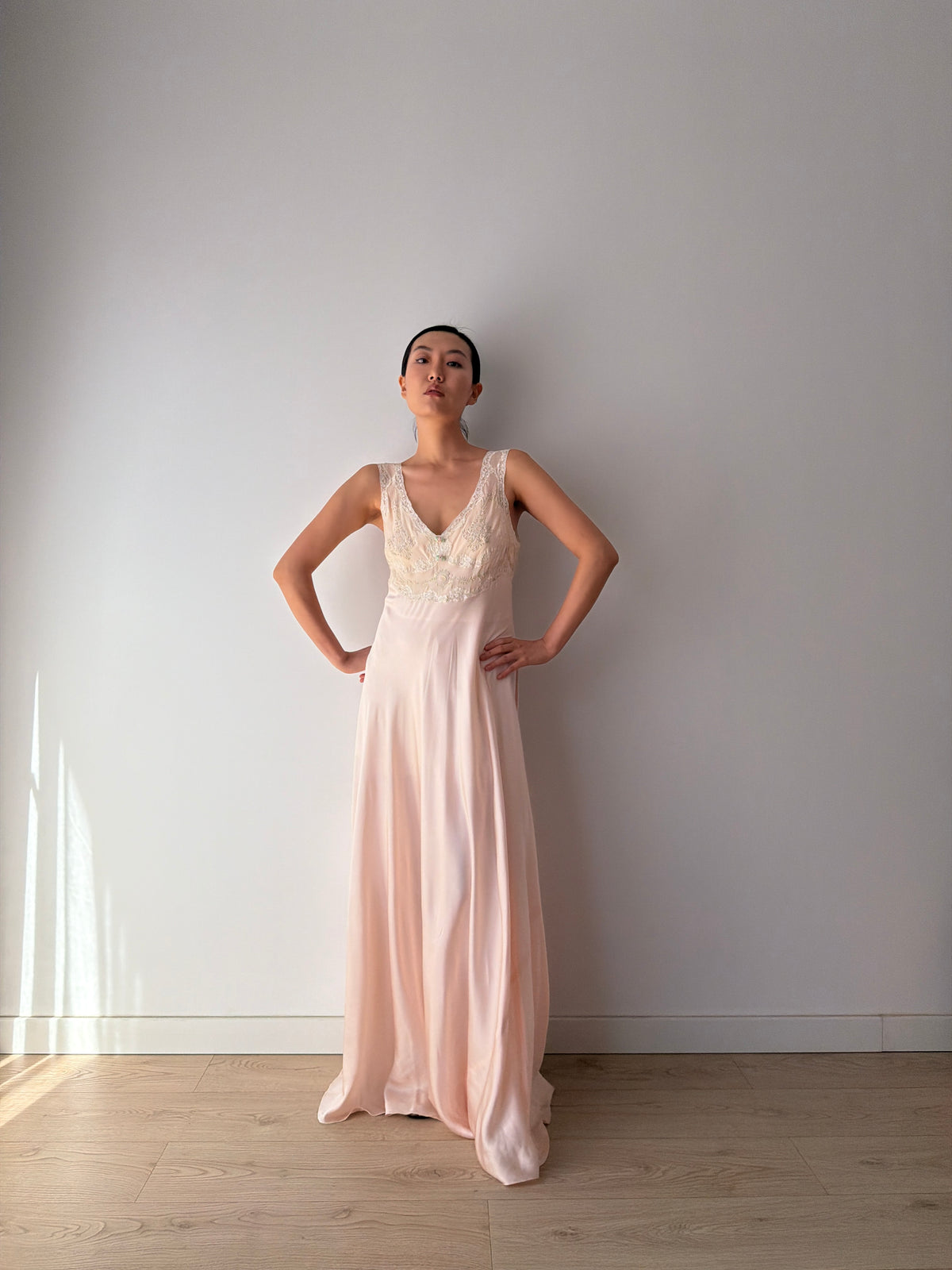 Vintage pure silk romantic nightgown