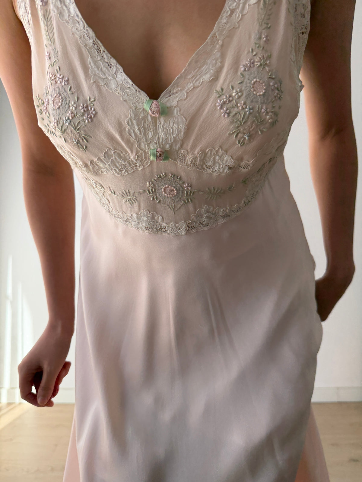 Vintage pure silk romantic nightgown
