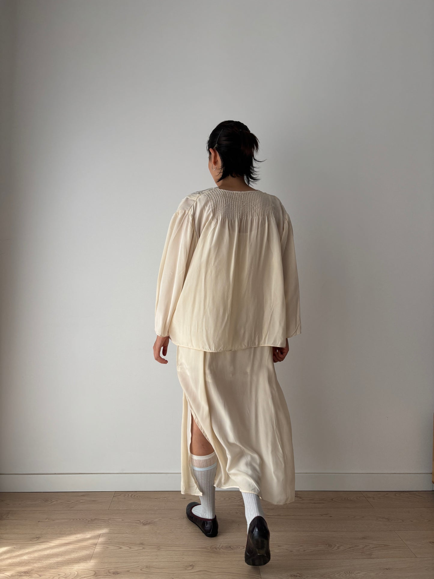 Vintage Pure Silk Nightgown 2 Piece Set / Jacket and NightDress Lingerie Set