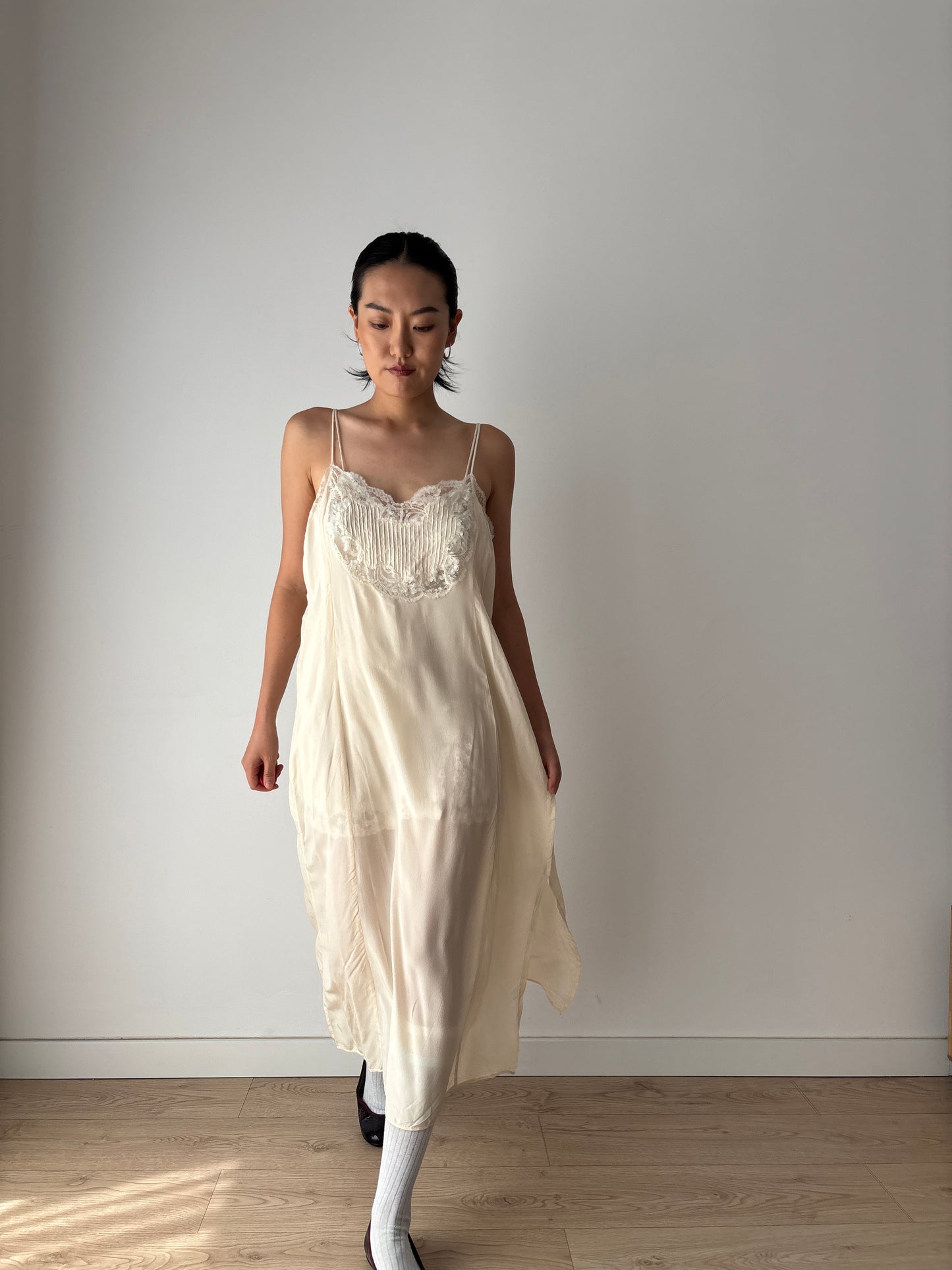 Vintage Pure Silk Nightgown 2 Piece Set / Jacket and NightDress Lingerie Set