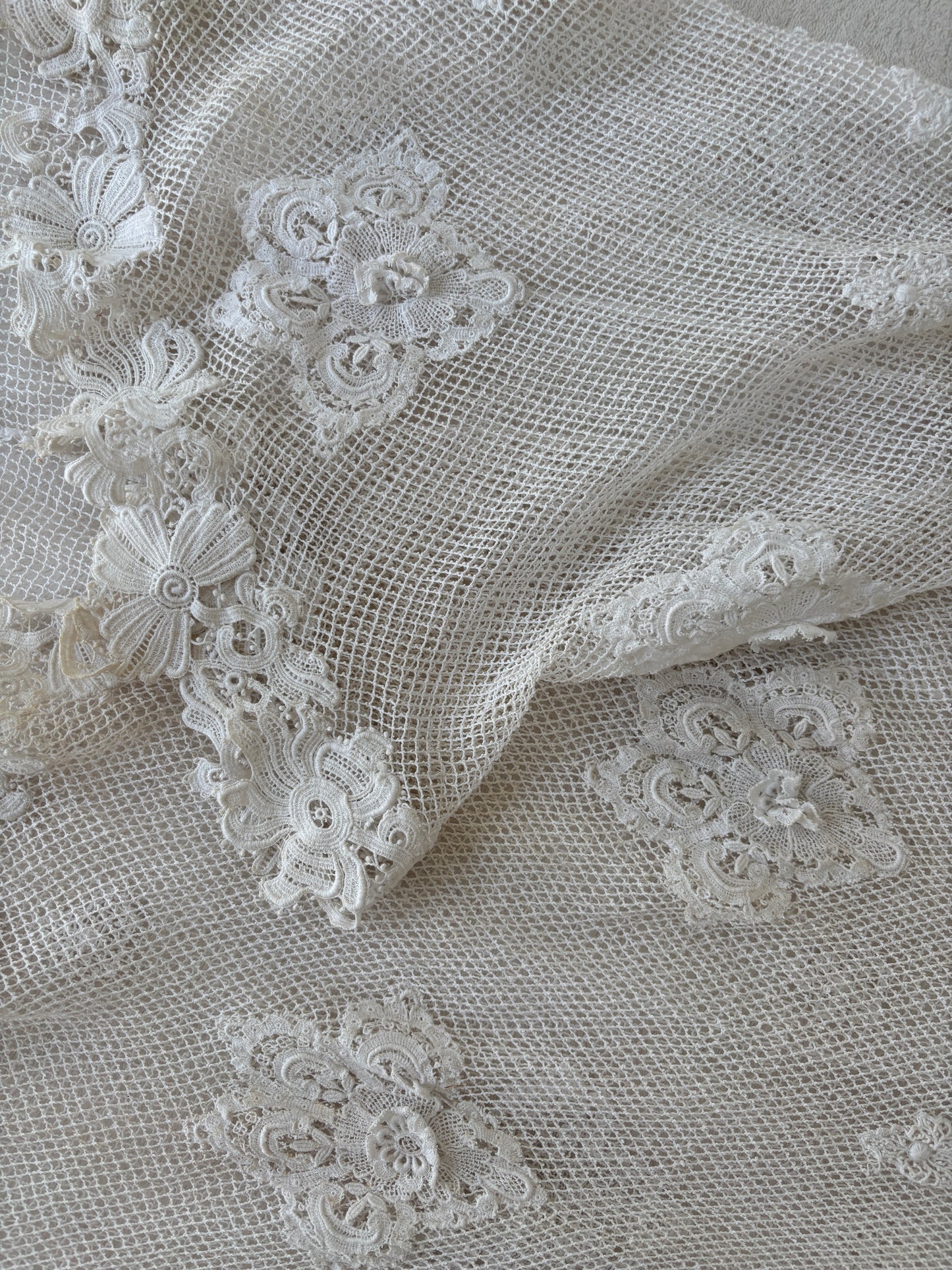 Antique 1900s–1910s Edwardian White Cotton Crochet Lawn Dress