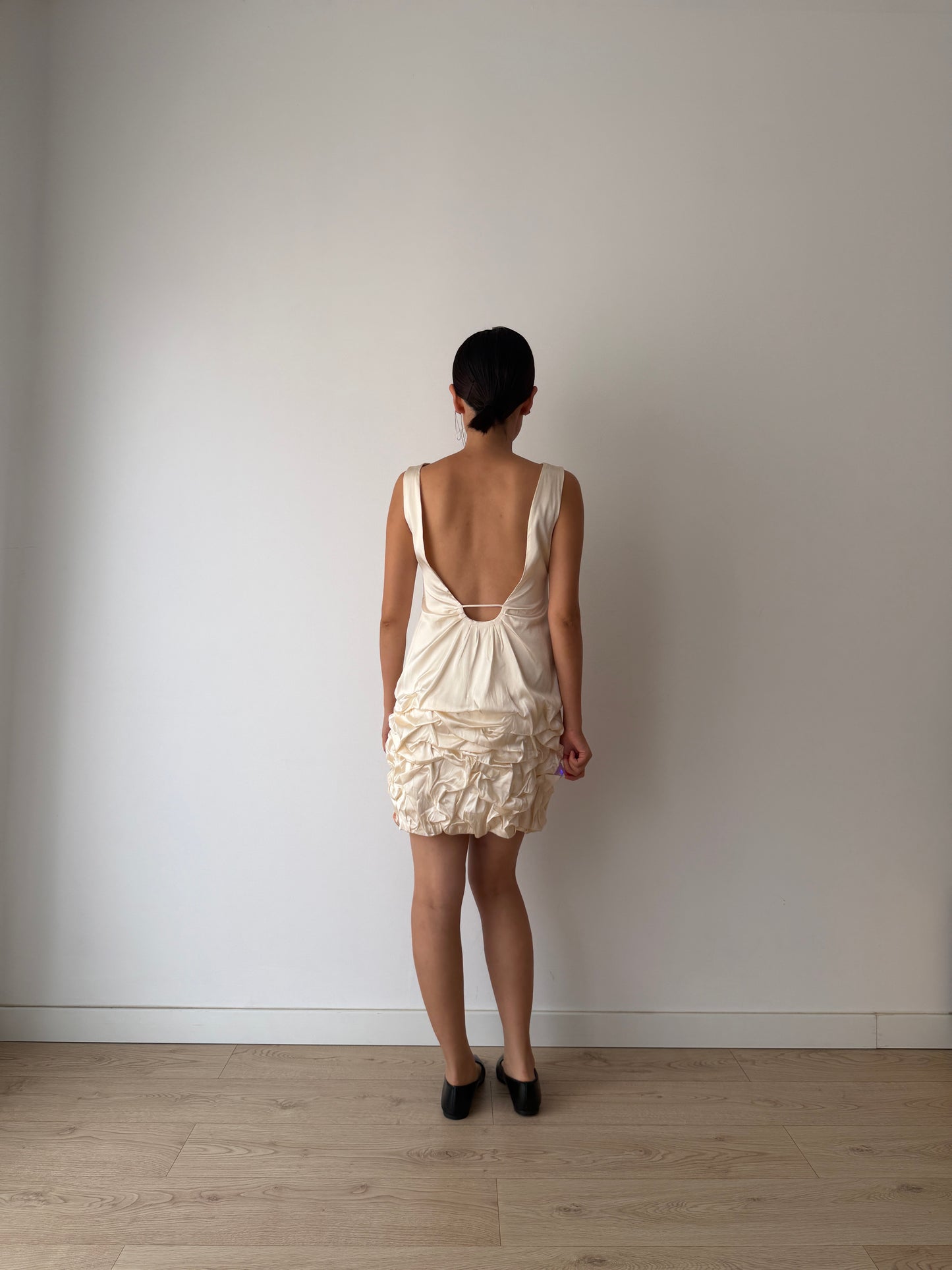 2000s 90s Y2K Bridal Romantic Pure Silk Midi Dress With Roses