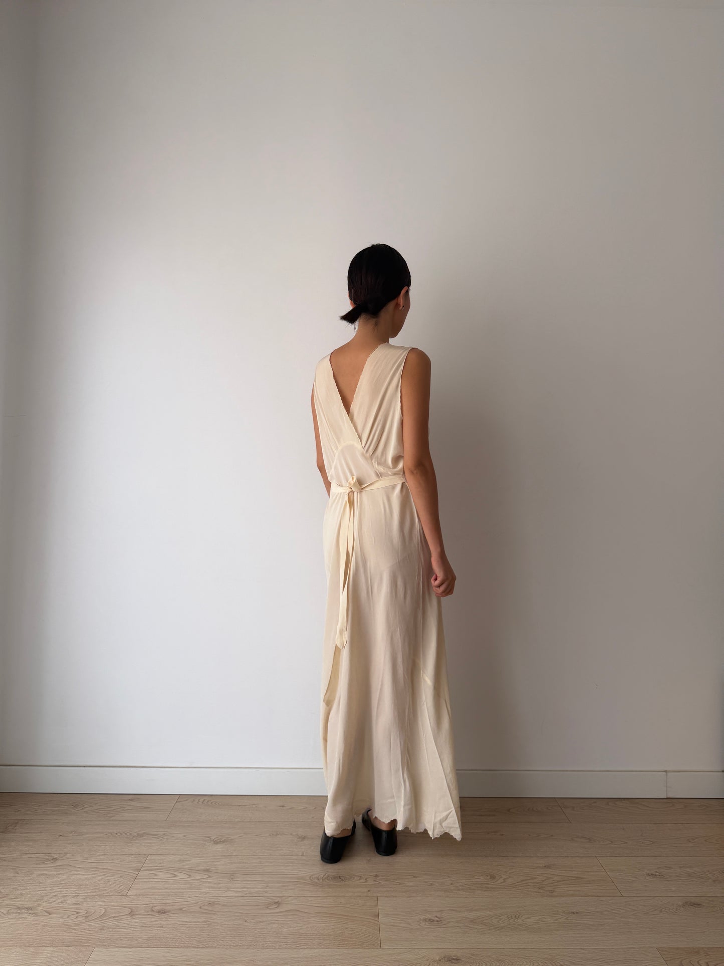 1950s bridal bias cut liquid pure silk crepe lace art deco style nightgown maxi slip dress