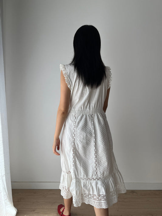 Antique 1800s Early 1900s White Cotton Lace Renaissance Victorian Edwardian Nightdress