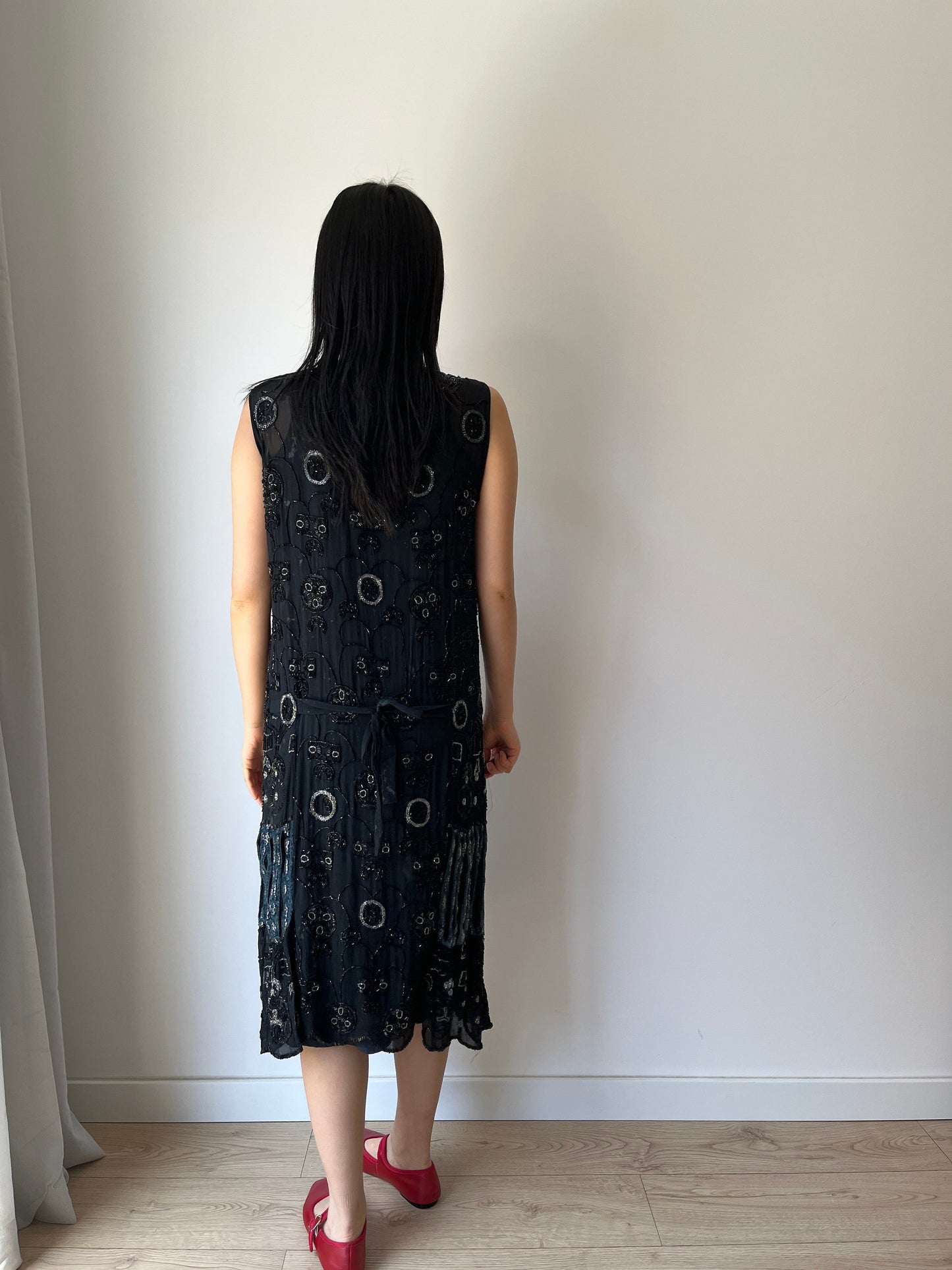 1920s Antique Evening Night Dress Flapper Silk Beaded Embroidered dress