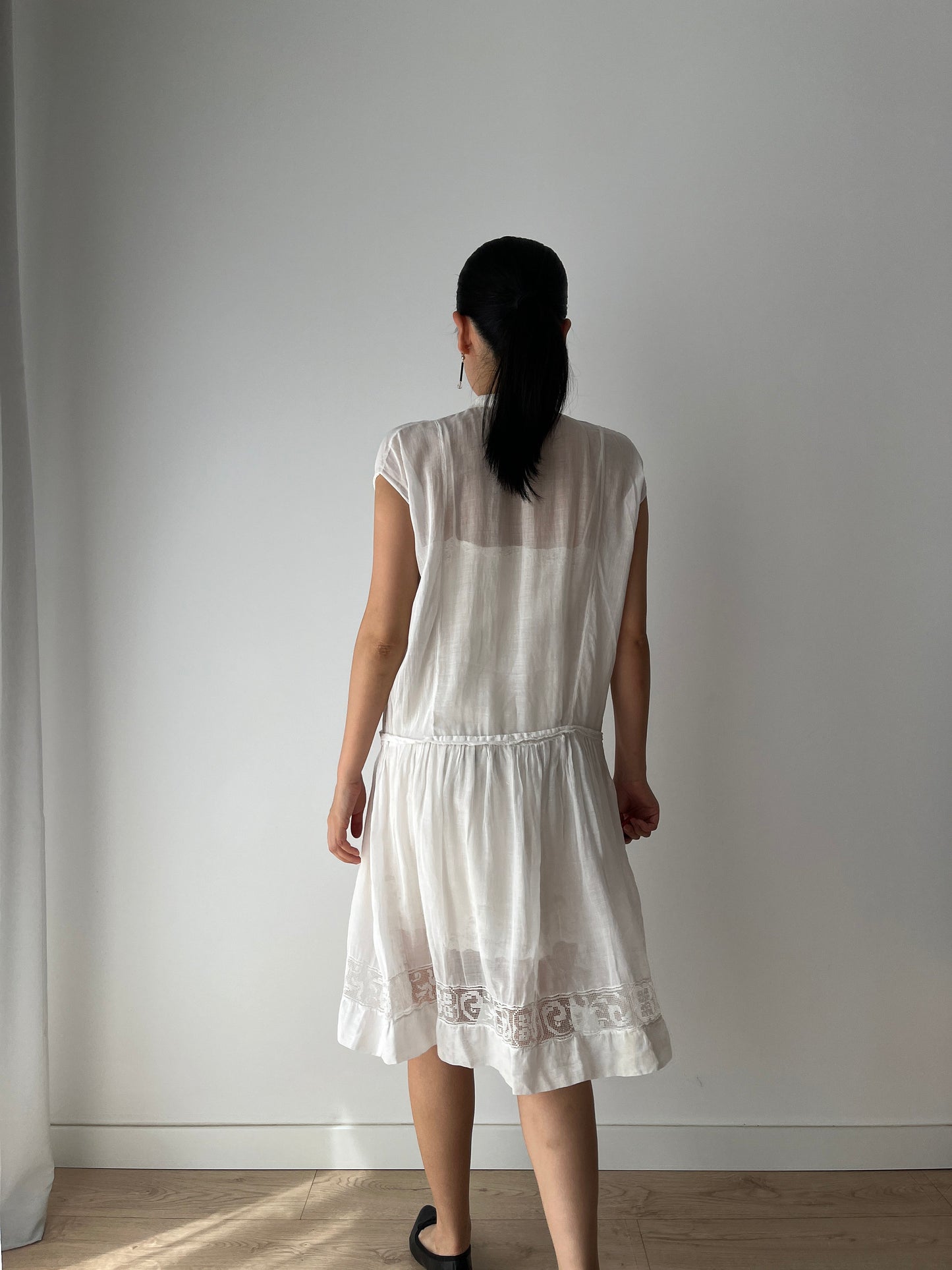 Antique 1800s Lace Renaissance Victorian Nightgown, Vintage French Parisian Lace Dress