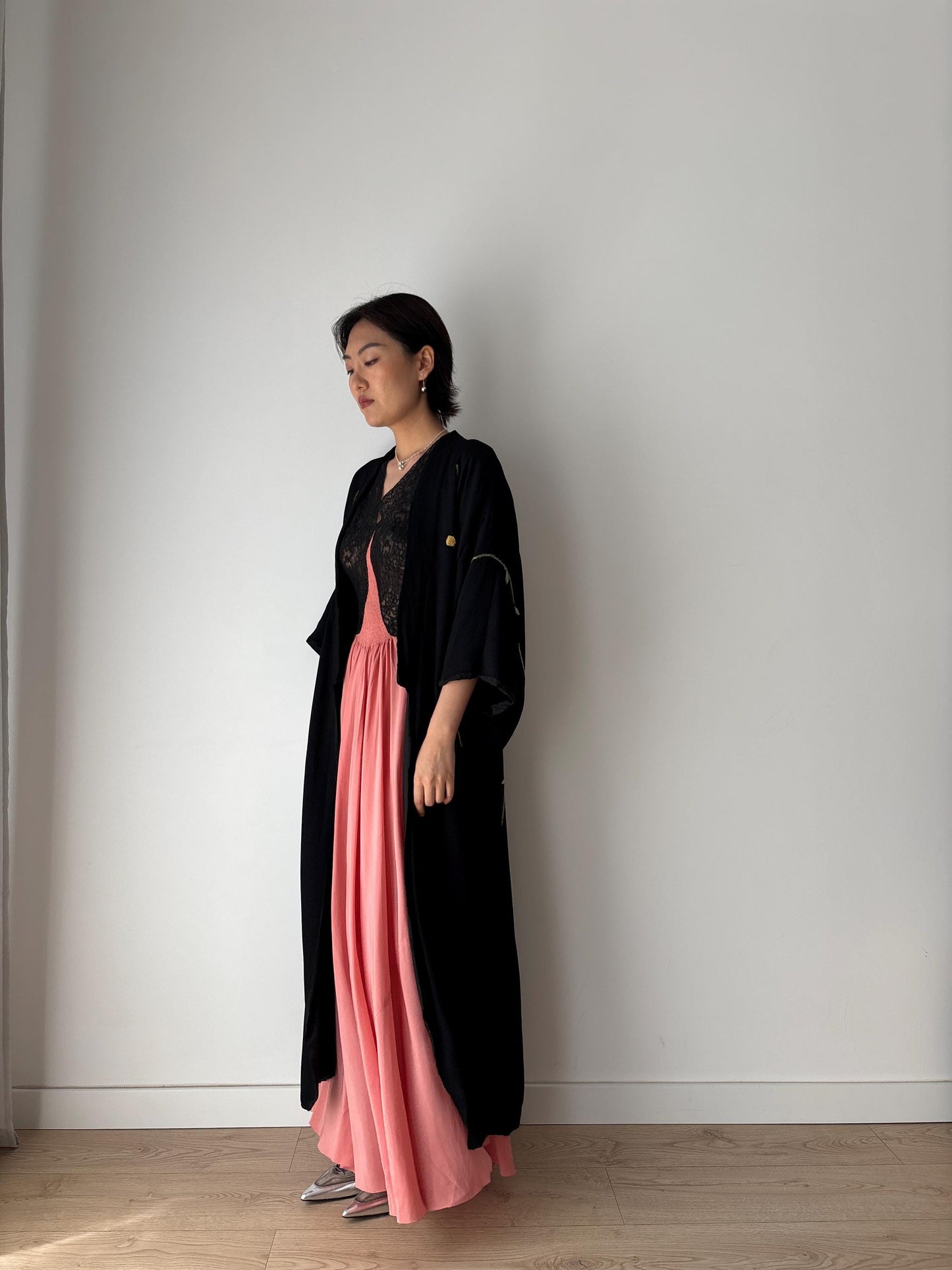 1930s 1920s silk Chinese handmade Kimono Jacket, 1920s Jazz Age Art Dec Silk Kimono