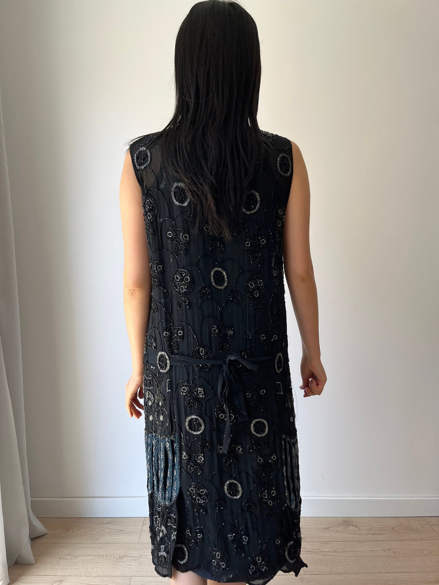 1920s Antique Evening Night Dress Flapper Silk Beaded Embroidered dress