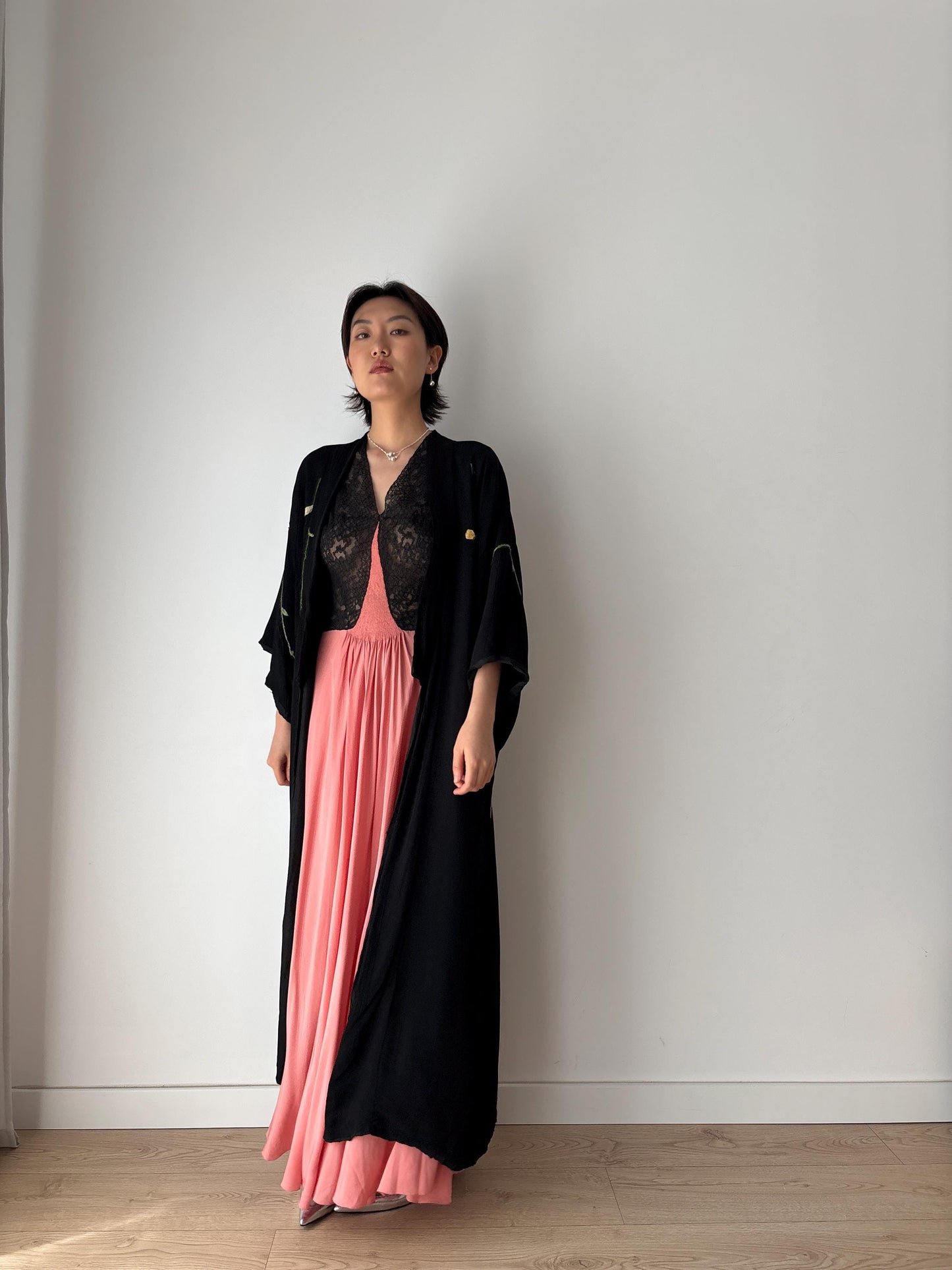 1930s 1920s silk Chinese handmade Kimono Jacket, 1920s Jazz Age Art Dec Silk Kimono