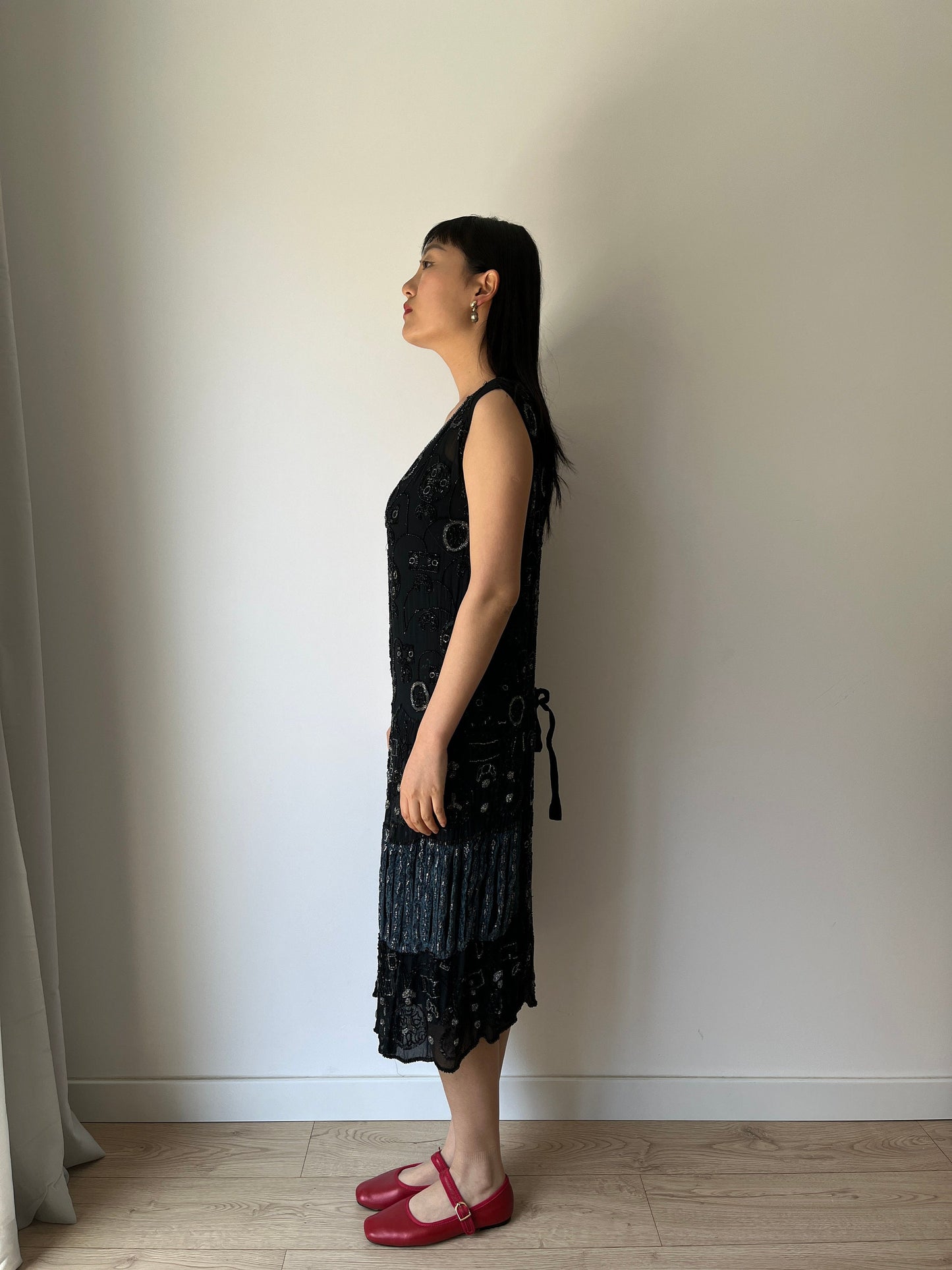 1920s Antique Evening Night Dress Flapper Silk Beaded Embroidered dress