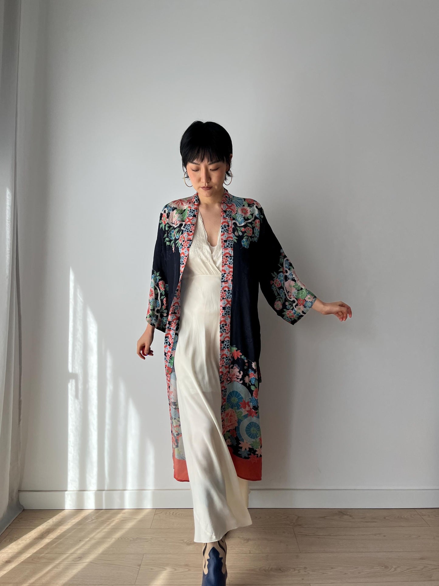 1930s 1920s silk Japanese handmade Kimono Jacket, Gatsby Jazz Age Art Dec Silk Kimono Robe/Jacket