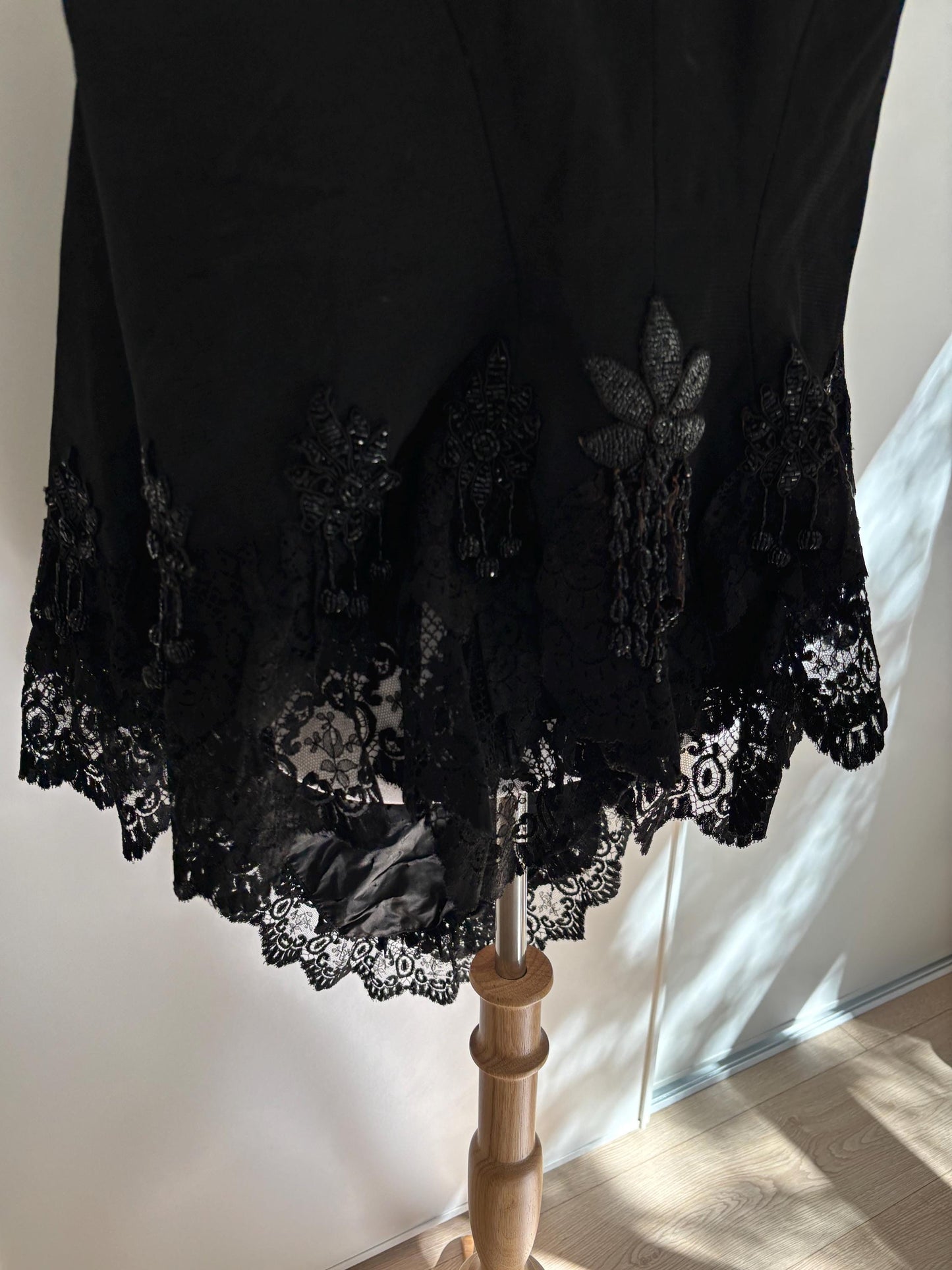 Antique 1900French beaded Silk cape with embroidery, Victorian black cape rich lace