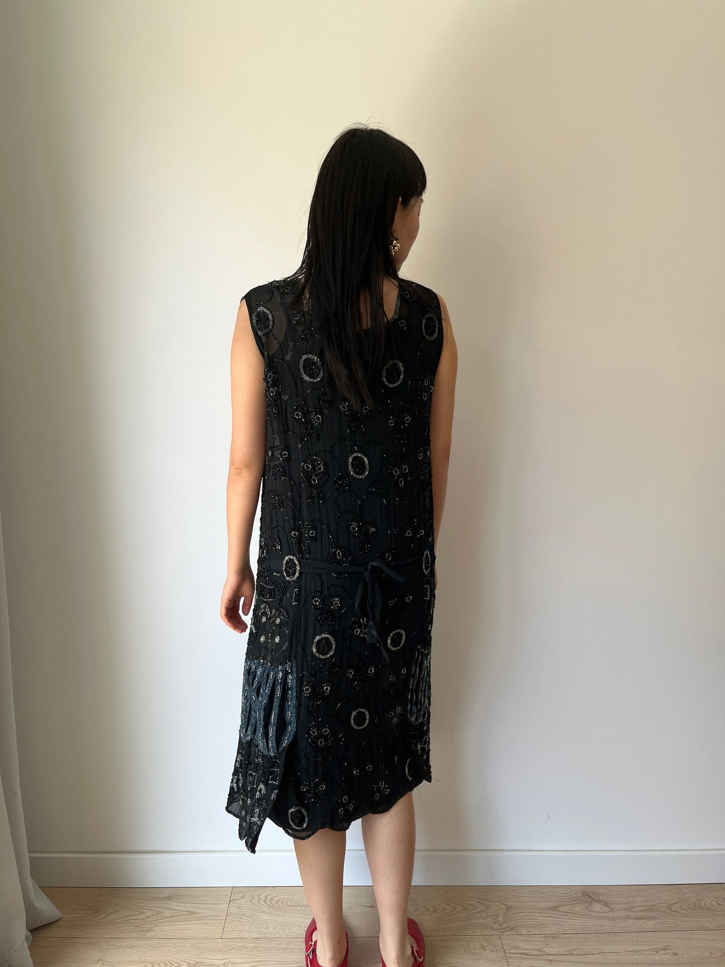 1920s Antique Evening Night Dress Flapper Silk Beaded Embroidered dress