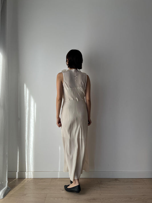 1930s Antique Bias Cut Negligee Pure Silk Embroidered Nightgown