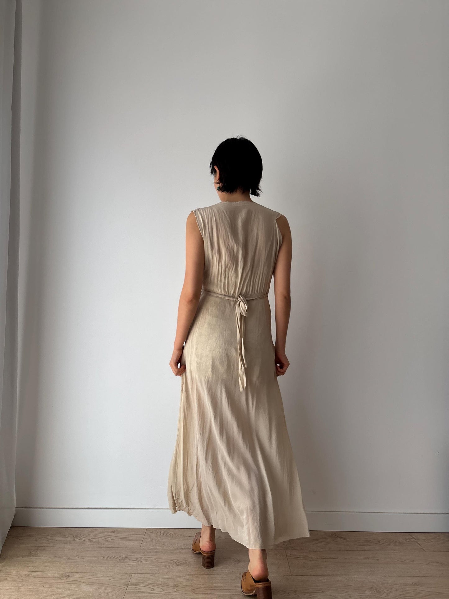 1930s Antique Bridal Lace Bias Cut Negligee Silk Satin Embroidered Nightgown